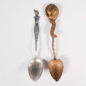 2pc Sterling Silver and Gilded Souvenir Spoons