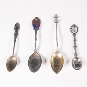 4pc Sterling Silver and Plated Souvenir Spoons
