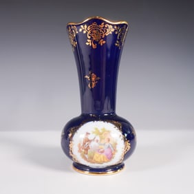 Imperia Limoges Cobalt Blue and 22K Gold Porcelain Vase