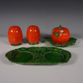 5pc Vintage Japan Strawberry and Tomato Condiment Set