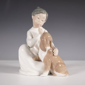 Lladro Porcelain Figurine, Boy with Dog 01004522