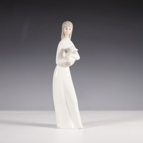 Miguel Porcelanas Girl with Lamb Figurine