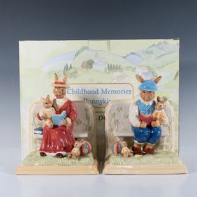 2pc Royal Doulton Bunnykins Bookends, Childhood Memories