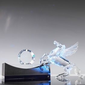 3pc Swarovski Crystal Figurine with Base and Plaque, The Pegasus 216327