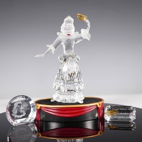 4pc Swarovski Crystal Figurine, Columbine with Base & Plaques