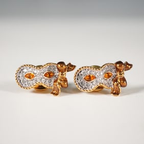 2pc Swarovski Crystal Pins, Mask - Amber