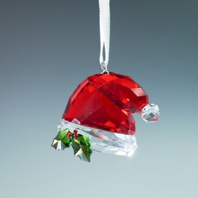 Swarovski Crystal Ornament, Santa's Hat