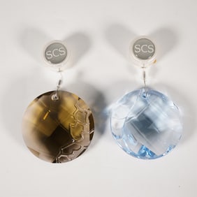 2pc Swarovski Crystal Window Ornaments, Water and Earth
