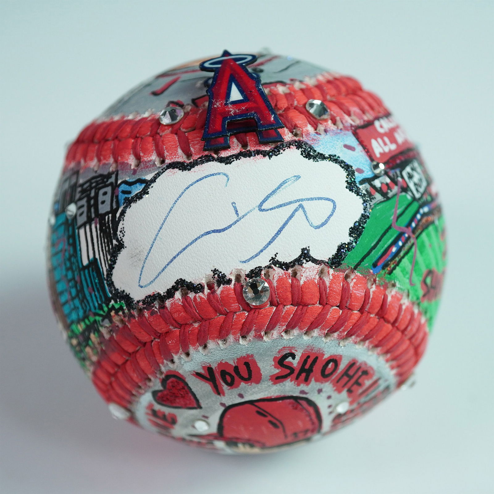 Charles Fazzino Hand-Painted Shohei Ohtani Signed Baseball, 2022