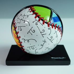 Romero Britto Colorful Baseball Sculpture