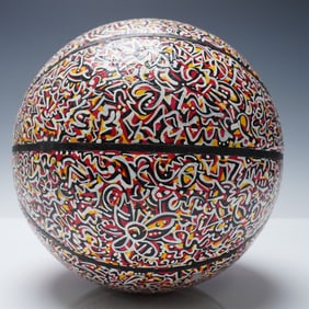 Hand-Painted Abstract Basketball Art, Attributed to Abraham Onkst