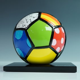 Britto Colorful Soccer Ball Figurine on Stand