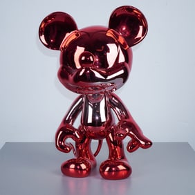 Nifao Contemporary Red Chrome Mickey Mouse Resin Statue