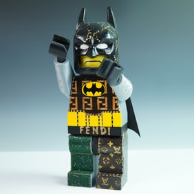 Custom Designer Batman Figurine with Luxury Brand Motif