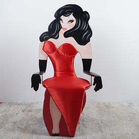 Thor, Jessica Rabbit Armchair with Red Upholstery, Signed 1996