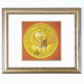 Framed Earth, Wind & Fire Autographed LP Cover