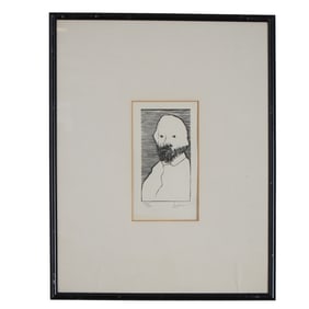 Leonard Baskin, Engraving on Paper, Portrait of Charles Meryon, Signed
