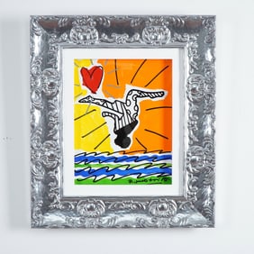 Romero Britto, One-of-A-Kind Painting on Foam Board, Reger Move, Signed