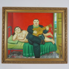 After Fernando Botero, Giclee on Canvas, Signed
