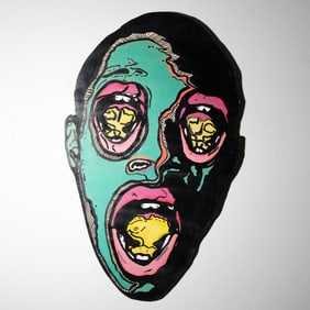 Contemporary Street Art Oil Painting on Cut Wood Panel