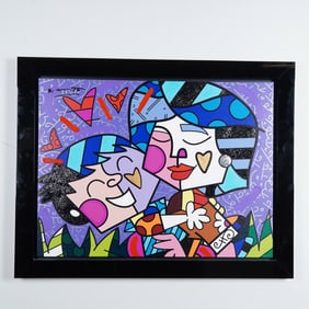 Romero Britto, One-of-a-Kind Mixed Media on Canvas, Mother, Signed