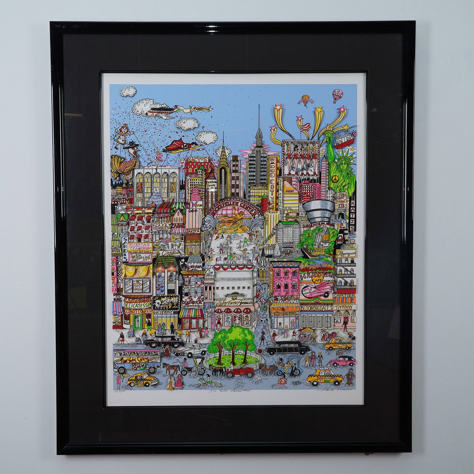 Charles Fazzino, Large 3D Pop Art Serigraph, I'll Take Manhattan, Signed: A vibrant three-dimensional serigraph by Charles Fazzino titled I'll Take Manhattan. This signed and numbered limited edition artwork, 357/400, captures the artist's signature whimsical and highly det