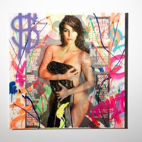 Marco Michelini (MYFO78), Mixed Media on Canvas, Kim Kardashian, Signed