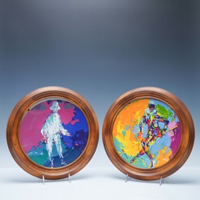Pair of Royal Doulton by LeRoy Neiman Framed Plates, Harlequin and Pierrot