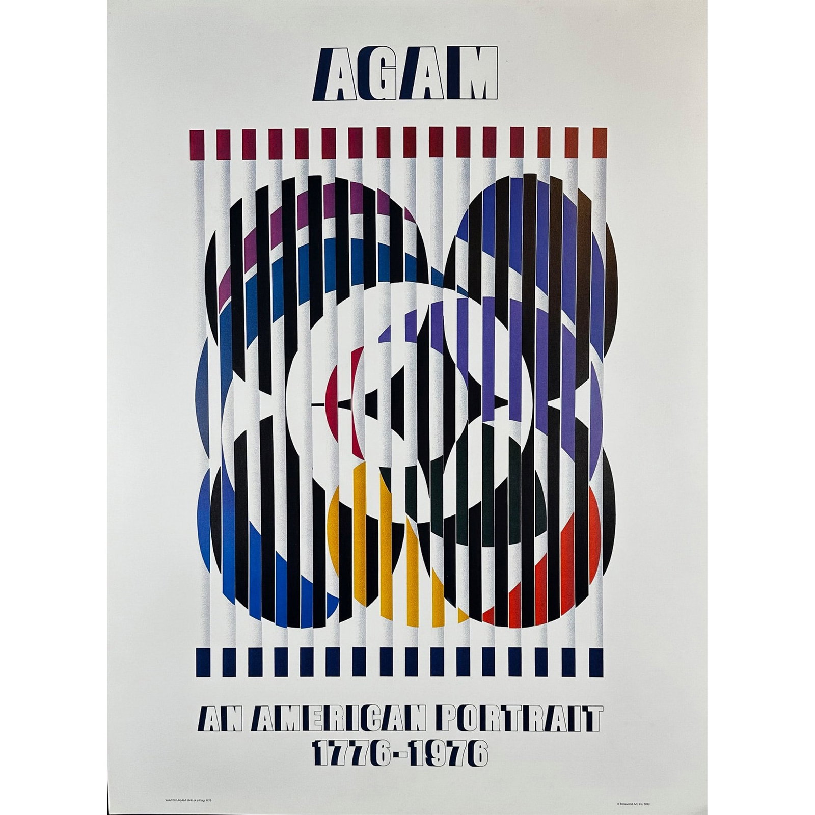 Yaacov Agam (1928) Poster, Birth of a Flag: Poster titled An American Portrait Birth of a Flag. Year 1976 Sight size 29" x 21"