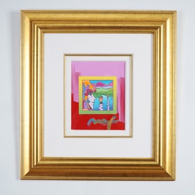 Peter Max, Mixed Media, Geometric Profile and Sailboat, Signed