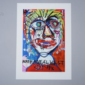 Paul Kostabi, Limited Edition Color Lithograph, Nathanael West, Signed