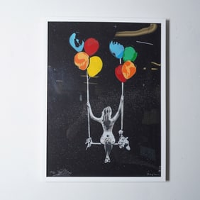 Ziegler T, Stencil & Spray Paint on Paper, Fly Away (By Night), Signed