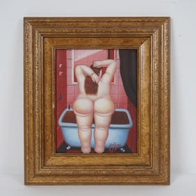 After Fernando Botero, Giclee on Canvas, Signed