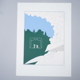Erte Limited Edition Print, TErte Writer In Landscape Color Serigraph