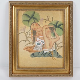Lai Lee, Watercolor on Rice Paper w/ Gold Leaf