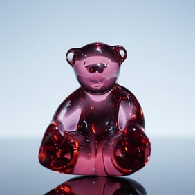 Baccarat Crystal Spinning Bear Figurine Pink
