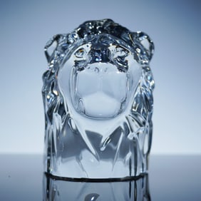Baccarat Crystal Lion Head Sculpture