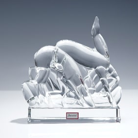 Baccarat Crystal Figurine, Gazelles with Box