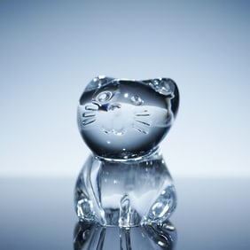 Baccarat Crystal Smiling Cat Figurine
