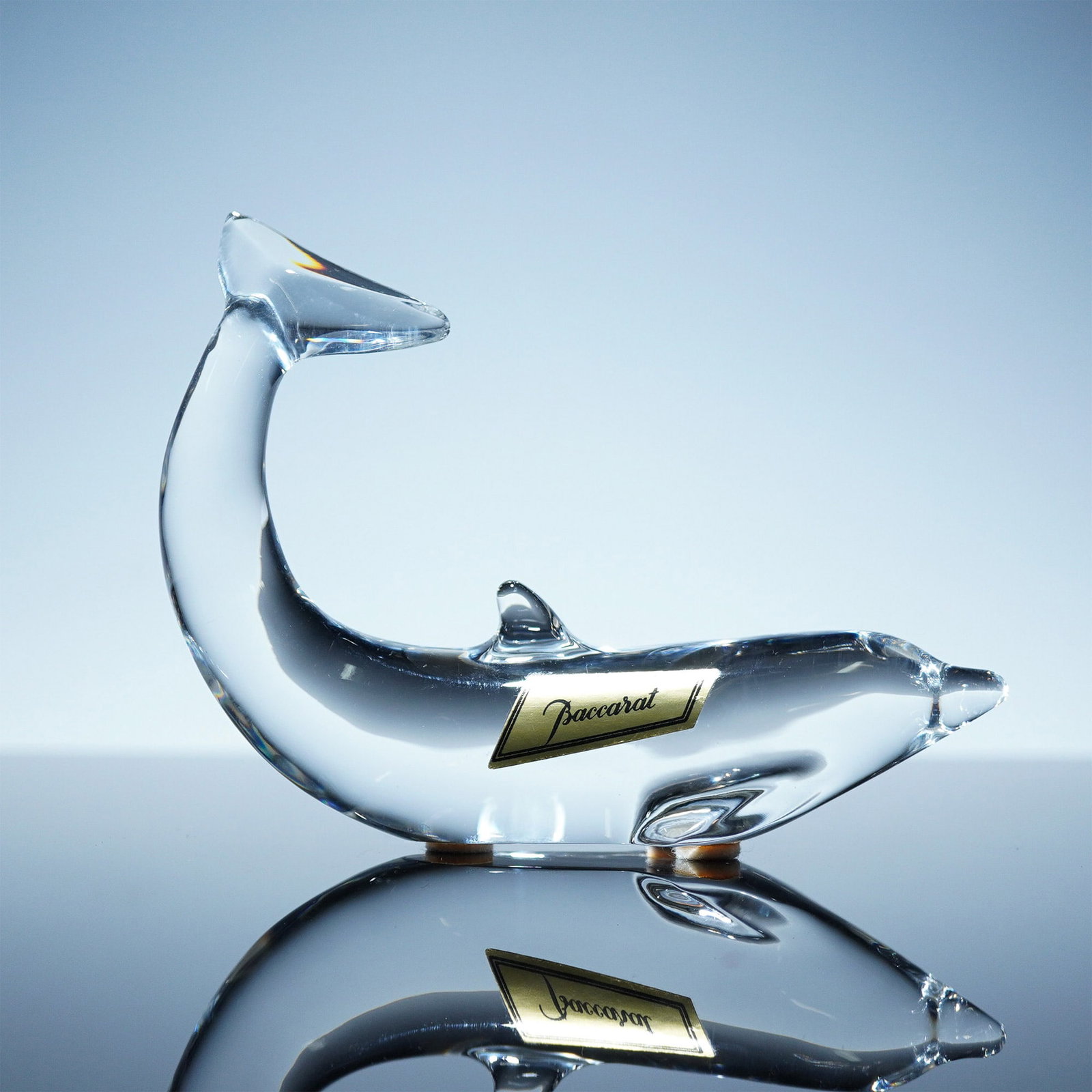 Baccarat Crystal Dolphin Figurine with Tail Up (1 of 4)