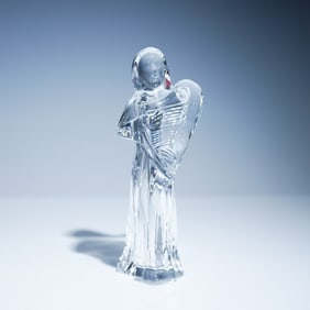 Baccarat Crystal Angel Playing Harp Figurine with Box