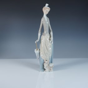 Lladro Porcelain Figurine, Woman with Dog