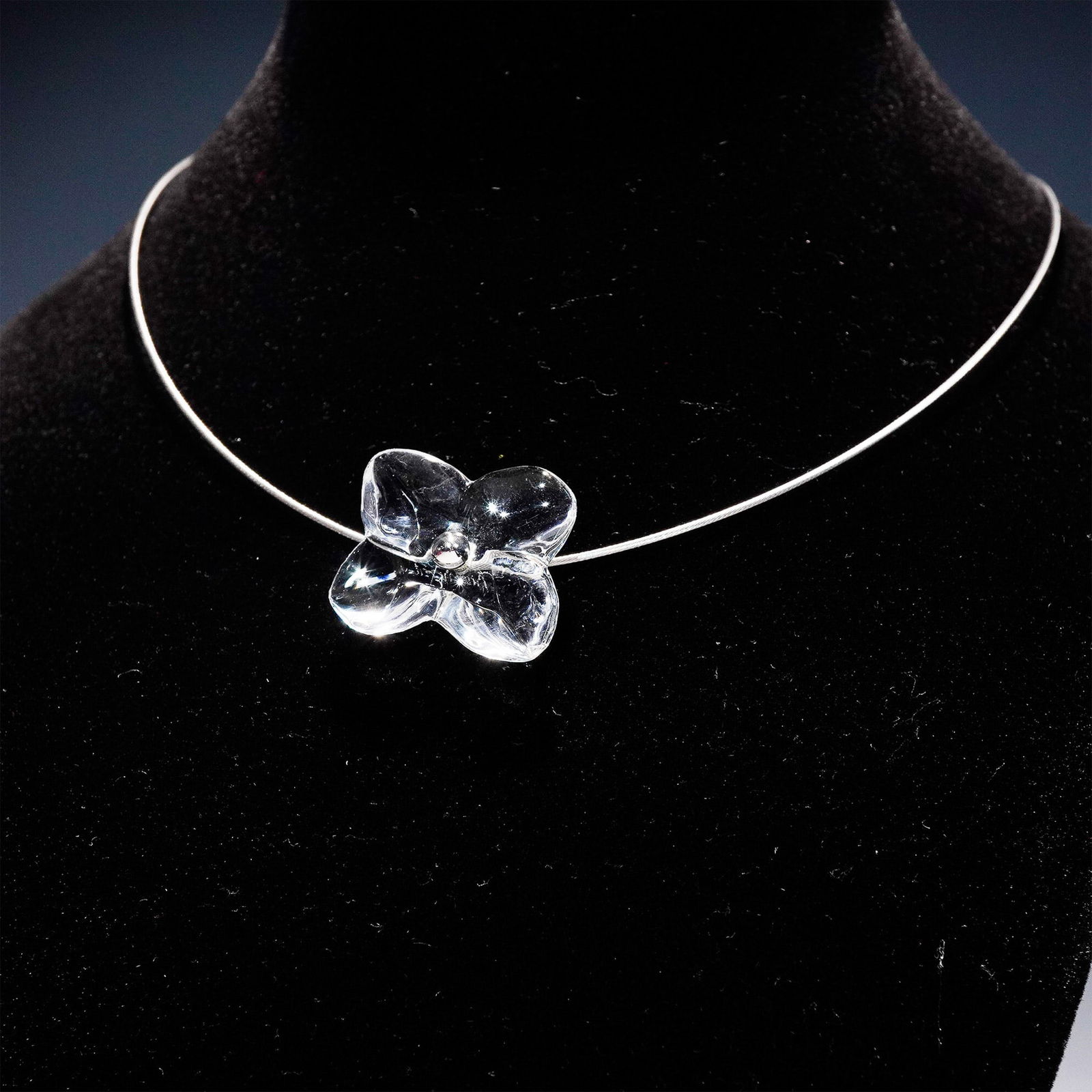 Baccarat Crystal Sterling Silver Necklace, Hortensia (1 of 7)