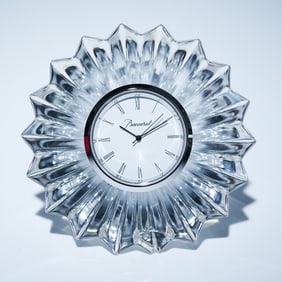 Baccarat Crystal Mille Nuits Clock, Signed Mathias