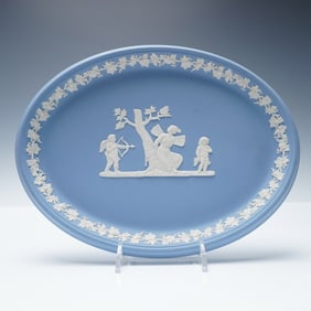 Wedgwood Blue Jasperware Oval Tray with Original Box