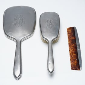3pc Gorham Sterling Silver Vanity Set