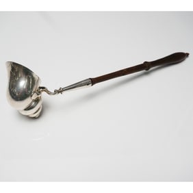 Antique Silver Toddy Ladle with Turned Wood Handle