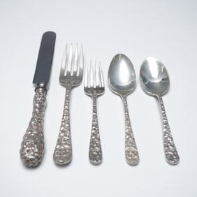 5pc Schofield Sterling Silver Flatware Set, Baltimore Rose