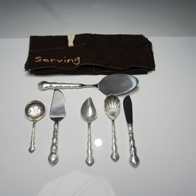 6pc Reed & Barton Sterling-Handled Serving Utensil Set with Storage Pouch