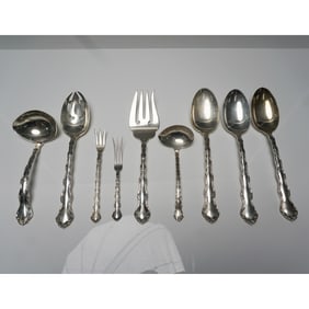 9pc Reed & Barton Sterling Silver Flatware & Serveware, Tara Pattern